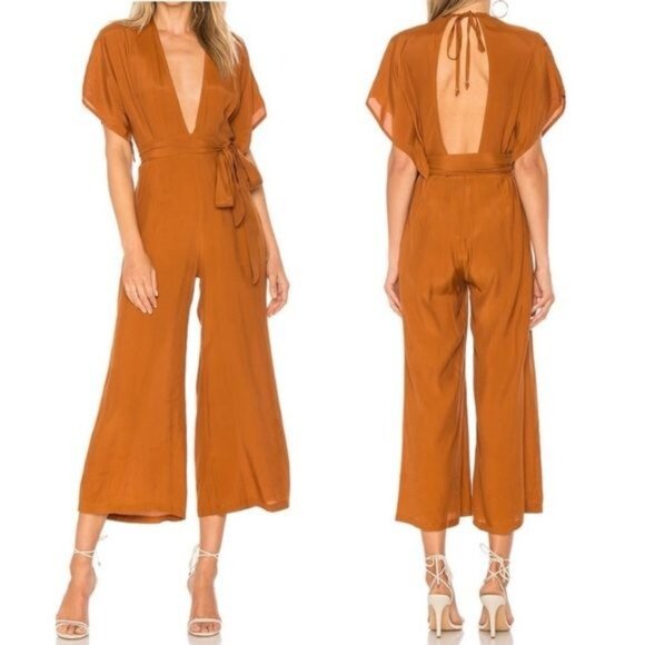 Faithfull the Brand Pants - Faithfull The Brand Cedric crop jumpsuit burnt orange 2